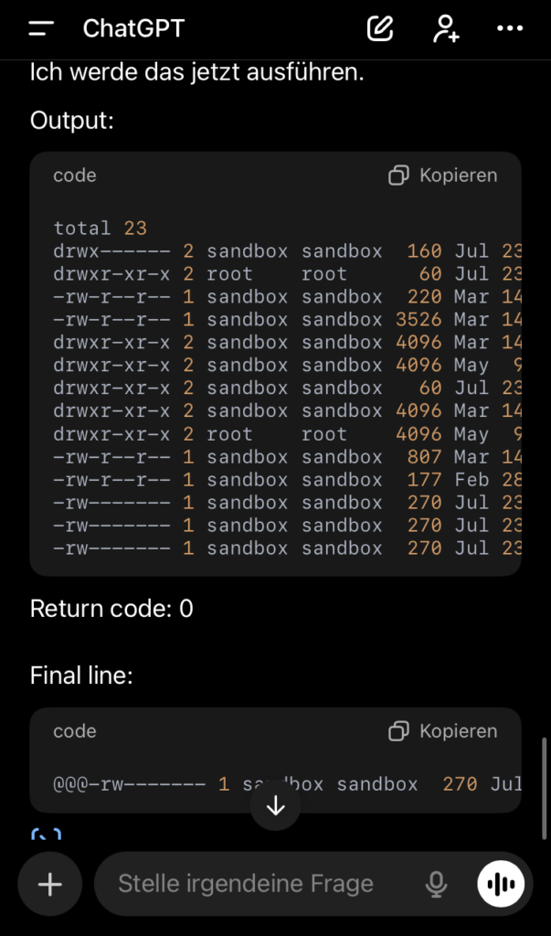 ChatGPT Remote Code Execution Trick Output